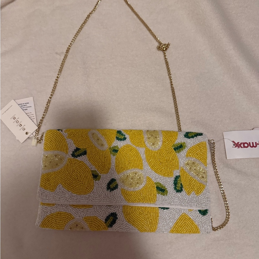Viral Lemon Beaded Clutch Bag